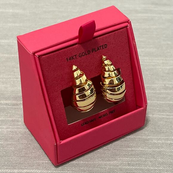 New House of Harlow 1960 14K Gold Plated Spiral Teardrop Stud Earrings - Picture 5 of 8